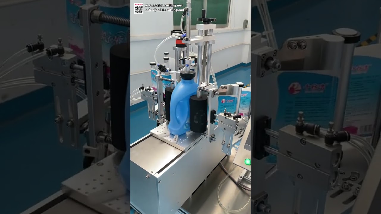 Полуавтоматическая двусторонняя этикетировочная машина для бутылок с жидким мылом: точное наклеивание этикеток